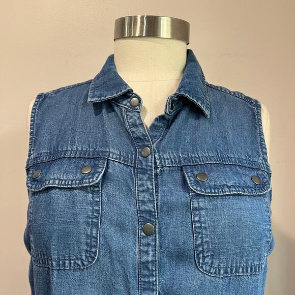 J Jill Denim Chambray Shirt Dress Petite Tencel Linen Blend Size S Petite - Picture 4 of 8